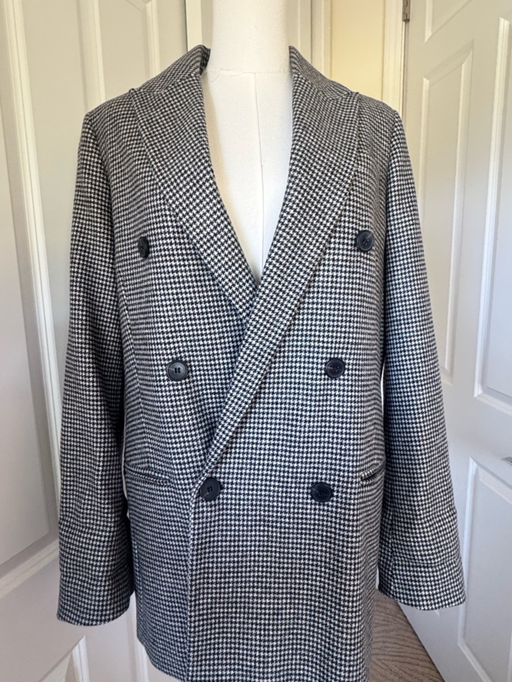 NWT All Saints Checked Double-Breasted Blazer Jacket Size 8 - Picture 7 of 13